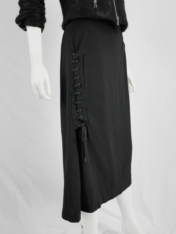 vaniitas vintage AF Vandevorst black skirt with corset-lacing on the side fall 2006 4502