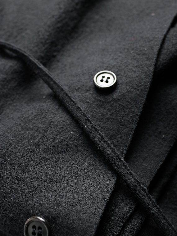 vaniitas vintage Ann Demeulemeester black draped button-up jumper with oversized cowl neck 2322