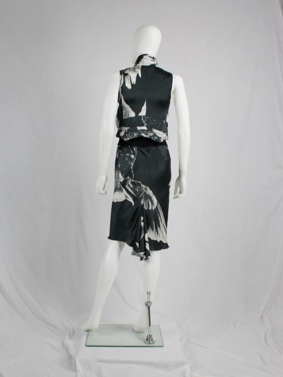 vaniitas vintage Ann Demeulemeester black dress with white bird print spring 2010 123