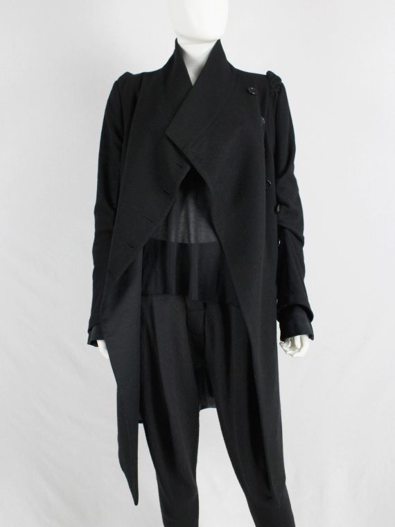 vaniitas vintage Ann Demeulemeester black long coat with asymmetric button closure 5080