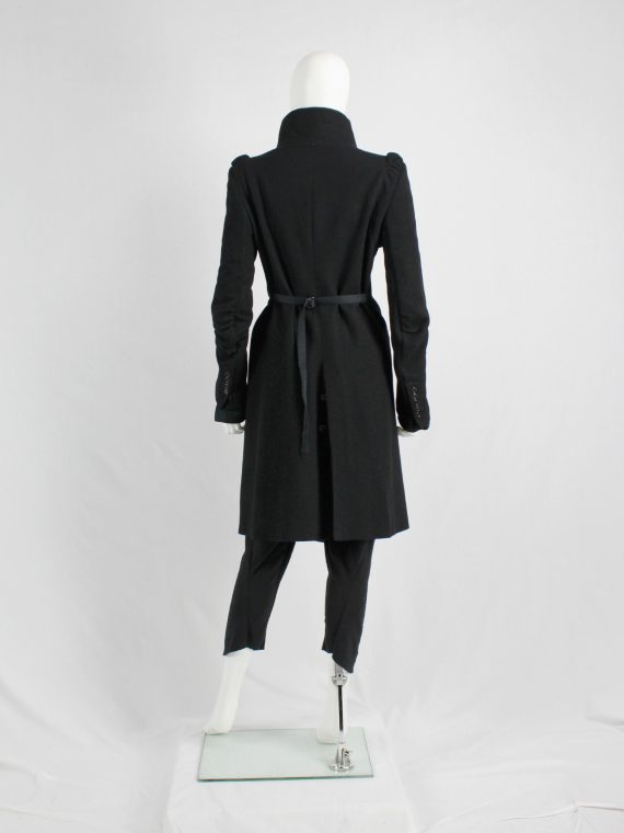 vaniitas vintage Ann Demeulemeester black long coat with asymmetric button closure 5187