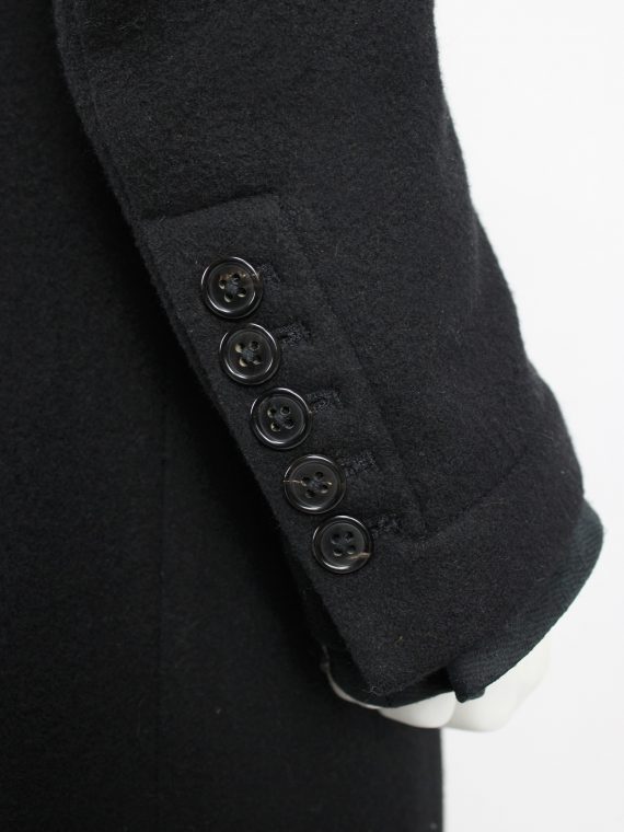 vaniitas vintage Ann Demeulemeester black long coat with asymmetric button closure 5206