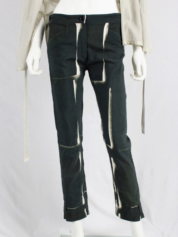 vaniitas vintage Ann Demeulemeester black trousers with beige stripe print spring 2011 4028