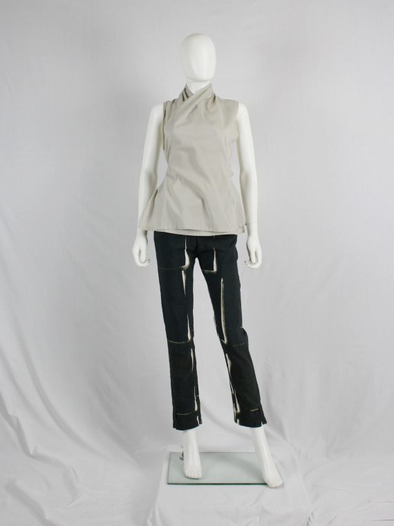 vaniitas vintage Ann Demeulemeester black trousers with beige stripe print spring 2011 4045