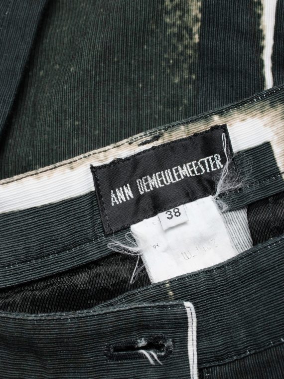 vaniitas vintage Ann Demeulemeester black trousers with beige stripe print spring 2011 408