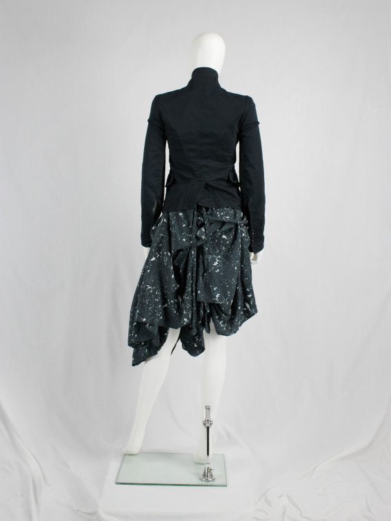 vaniitas vintage Ann Demeulemeester dark blue draped skirt with paint splatters runway fall 2005 71
