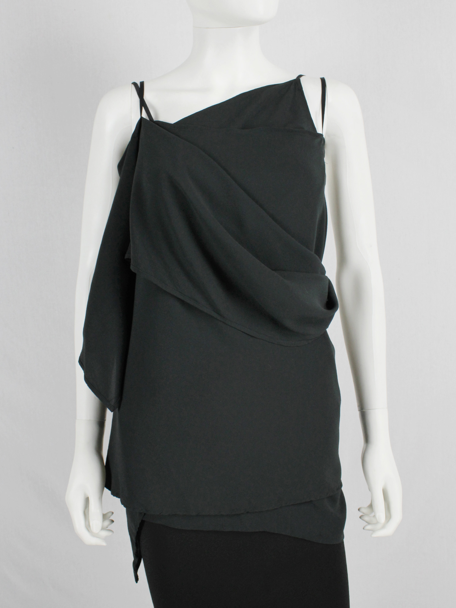 Ann Demeulemeester dark green triple wrapped top with open back - V A N ...