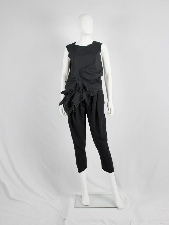 vaniitas vintage Comme des Garcons black sleeveless top with 3D stars at the hem4627