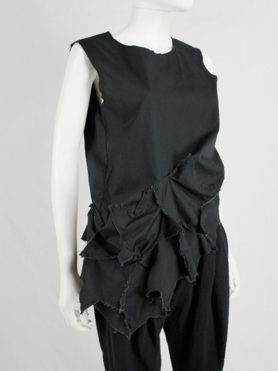 vaniitas vintage Comme des Garcons black sleeveless top with 3D stars at the hem4644