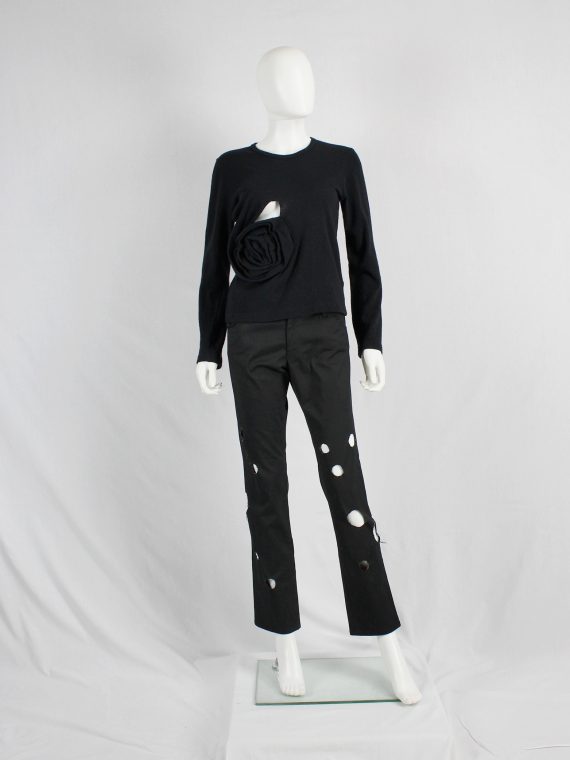 vaniitas vintage Comme des Garçons black jumper with oversized 3D rose fall 2013 3198