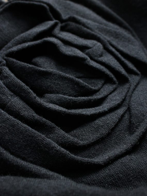 vaniitas vintage Comme des Garçons black jumper with oversized 3D rose fall 2013 3274