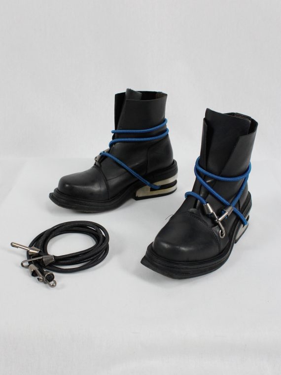 vaniitas vintage Dirk Bikkembergs black mountaineering boots with black and blue elastic fall 1996 1750