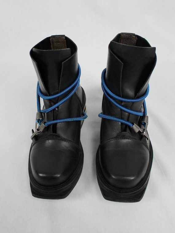 vaniitas vintage Dirk Bikkembergs black mountaineering boots with black and blue elastic fall 1996 1763