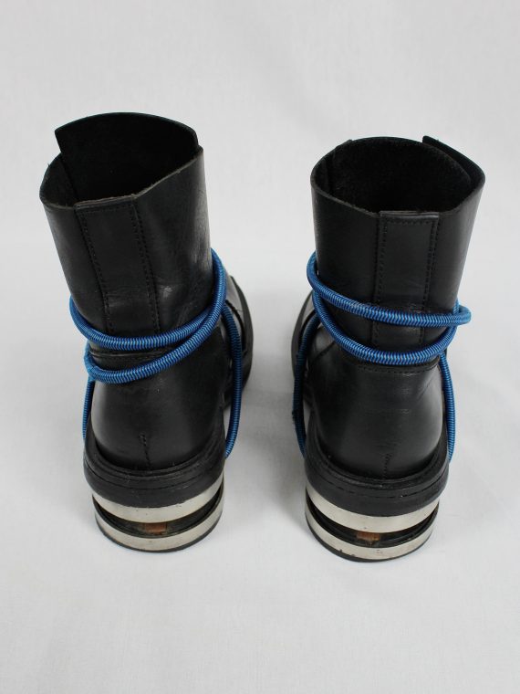 vaniitas vintage Dirk Bikkembergs black mountaineering boots with black and blue elastic fall 1996 1773