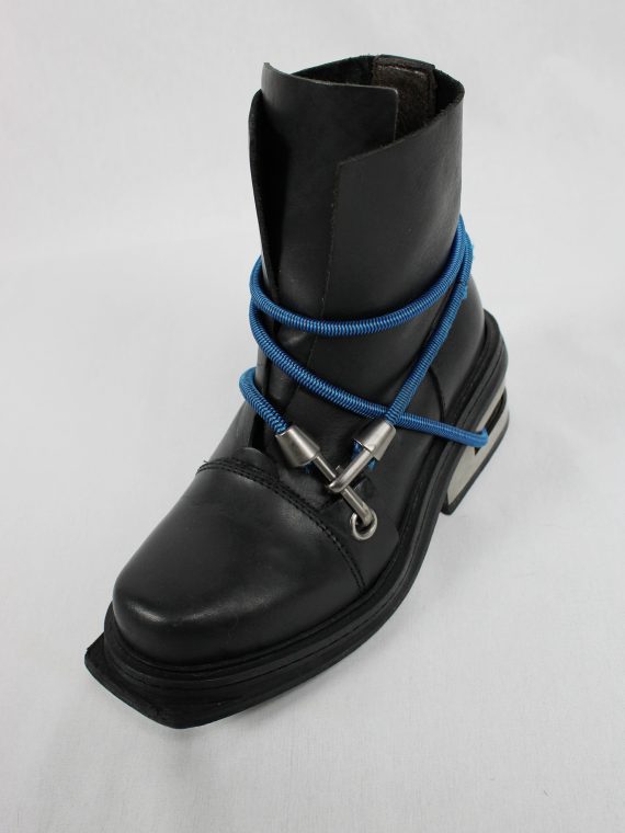 vaniitas vintage Dirk Bikkembergs black mountaineering boots with black and blue elastic fall 1996 1775