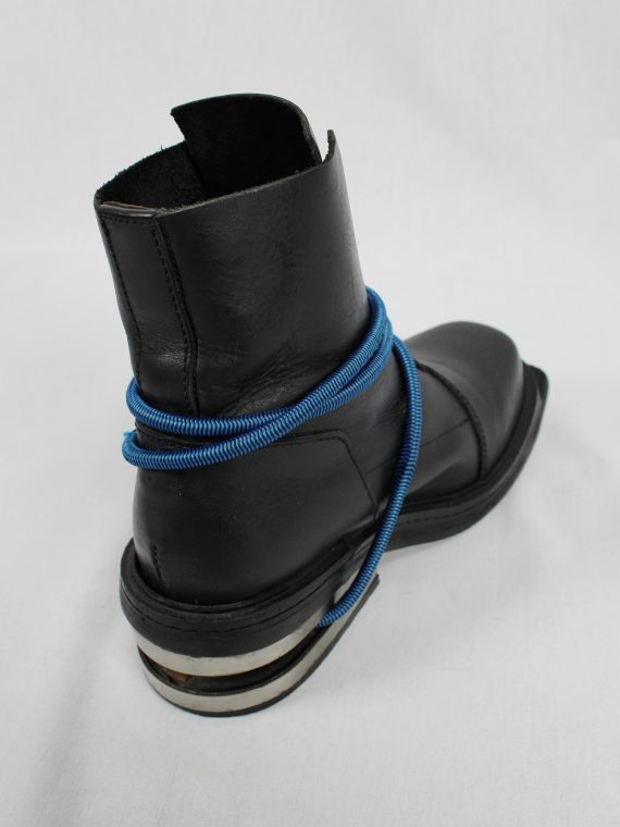 vaniitas vintage Dirk Bikkembergs black mountaineering boots with black and blue elastic fall 1996 1779