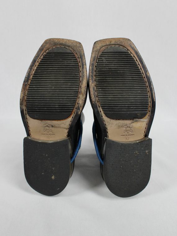 vaniitas vintage Dirk Bikkembergs black mountaineering boots with black and blue elastic fall 1996 1792