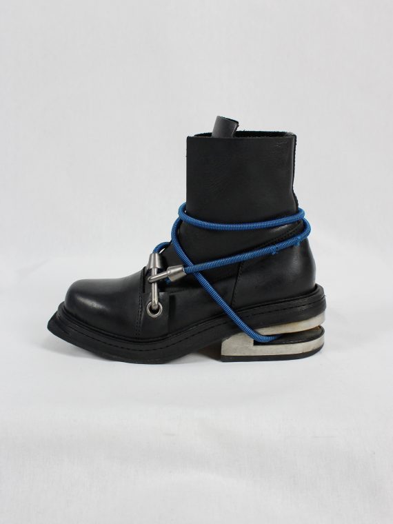 vaniitas vintage Dirk Bikkembergs black mountaineering boots with black and blue elastic fall 1996 1800