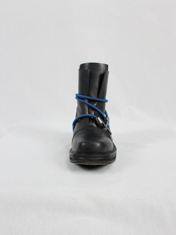 vaniitas vintage Dirk Bikkembergs black mountaineering boots with black and blue elastic fall 1996 1807