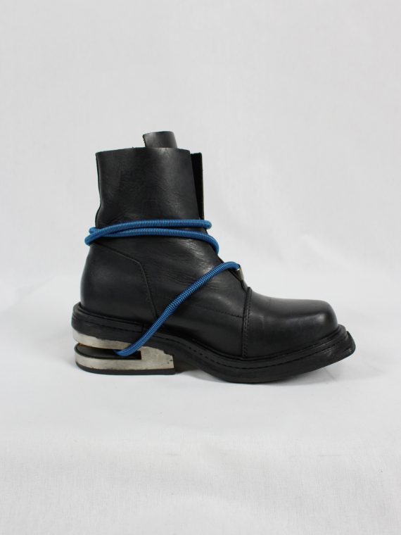 vaniitas vintage Dirk Bikkembergs black mountaineering boots with black and blue elastic fall 1996 1812