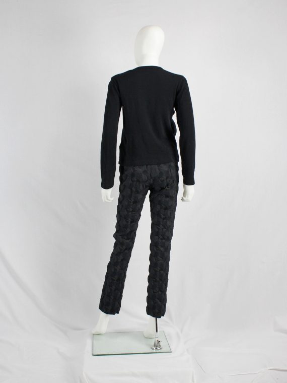 vaniitas vintage Issey Miyake black trousers with the fabric manipulated into different circles 3163