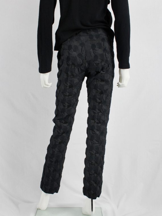 vaniitas vintage Issey Miyake black trousers with the fabric manipulated into different circles 3171