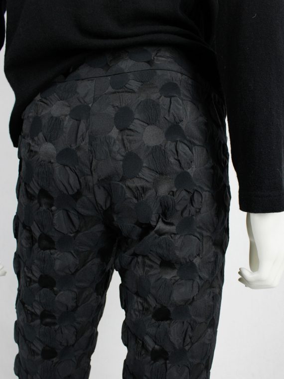 vaniitas vintage Issey Miyake black trousers with the fabric manipulated into different circles 3181