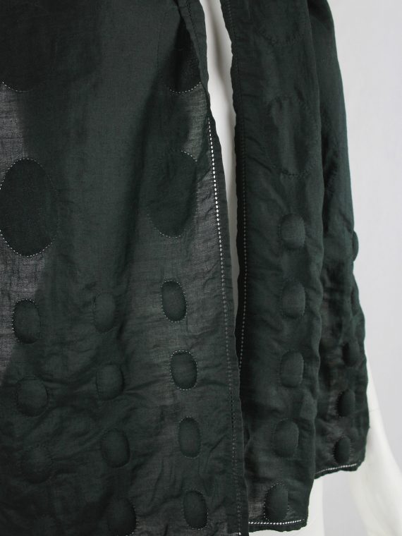 vaniitas vintage Issey Miyake dark green scarf with 3D padded circles 1435