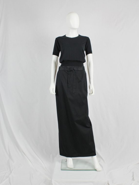 vaniitas vintage Maison Martin Margiela black maxi skirt with trompe-l’oeil bow runway spring 1999 1270