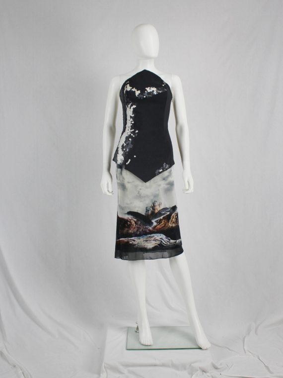 vaniitas vintage Maison Martin Margiela strapless dress printed with wild horses runway spring 2008 0348