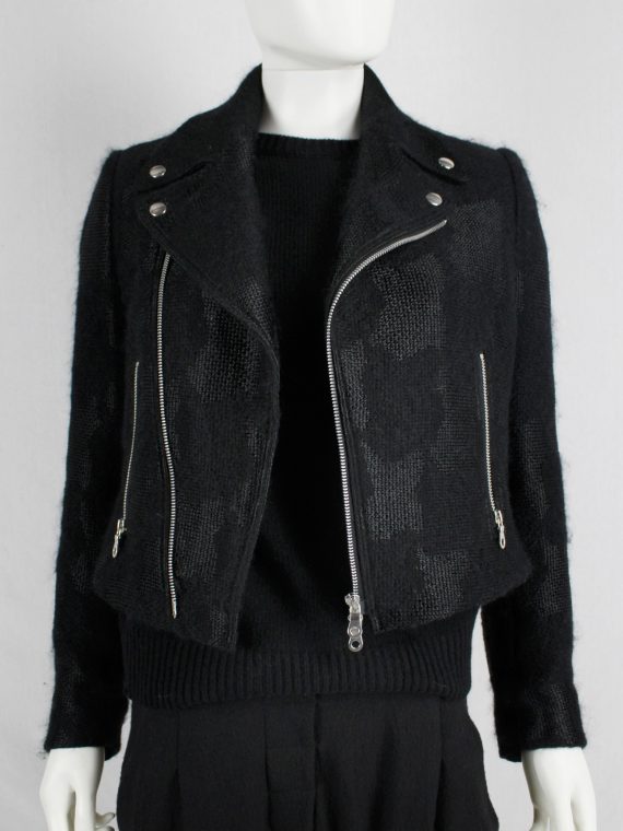 vaniitas vintage Noir Kei Ninomiya black bicker jacket with textured pied-de-poule motif spring 2014 2753