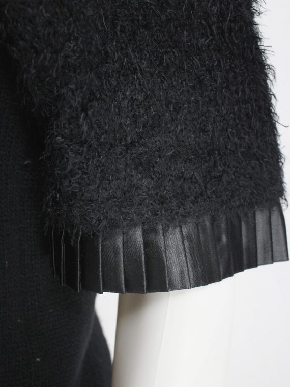 vaniitas vintage Noir Kei Ninomiya black knit top with fluffy sleeves and pleated trim fall 2016 0904