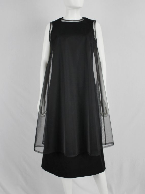 vaniitas vintage Noir Kei Ninomiya black minimalist dress with sheer overlayer fall 2015 3465