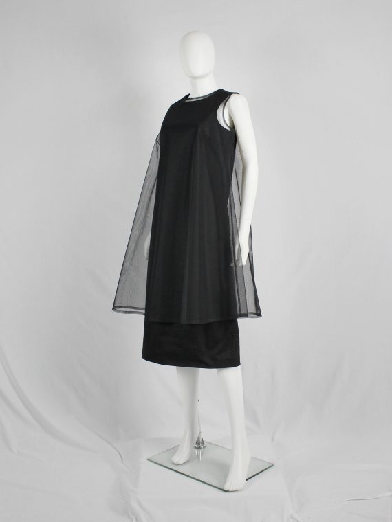 vaniitas vintage Noir Kei Ninomiya black minimalist dress with sheer overlayer fall 2015 3501