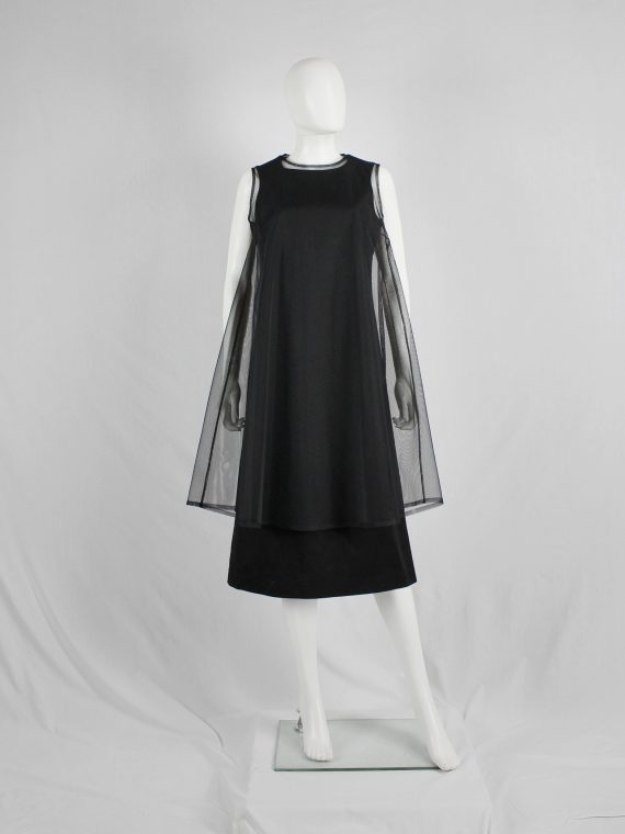 vaniitas vintage Noir Kei Ninomiya black minimalist dress with sheer overlayer fall 2015