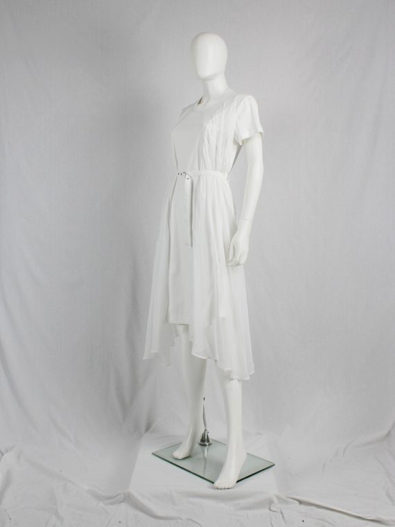 vaniitas vintage Noir Kei Ninomiya white belted dress with sheer side drapes fall 2016 0429