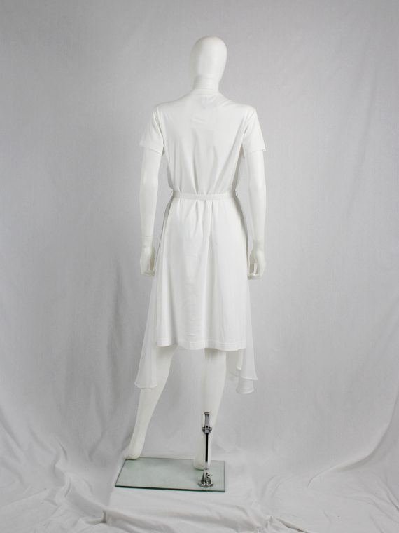 vaniitas vintage Noir Kei Ninomiya white belted dress with sheer side drapes fall 2016 0446