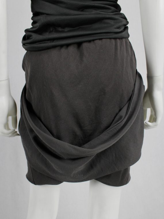 vaniitas vintage Rick Owens GLEAM brown shorts with front pleating and back drape runway fall 2010 1154