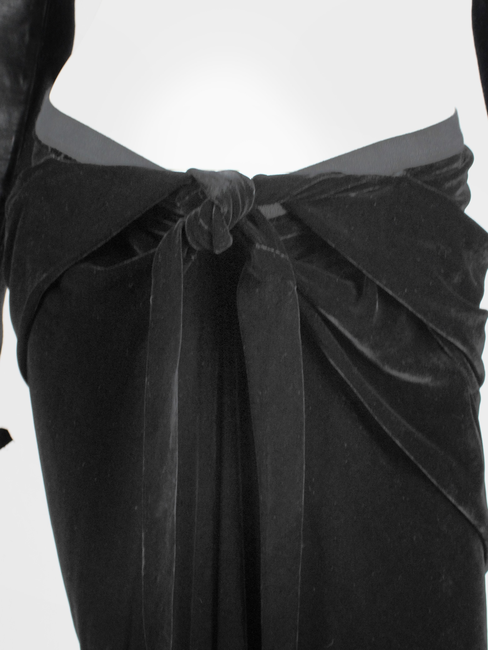Rick Owens MOOG black draped velvet skirt with front tie — fall 2005 ...