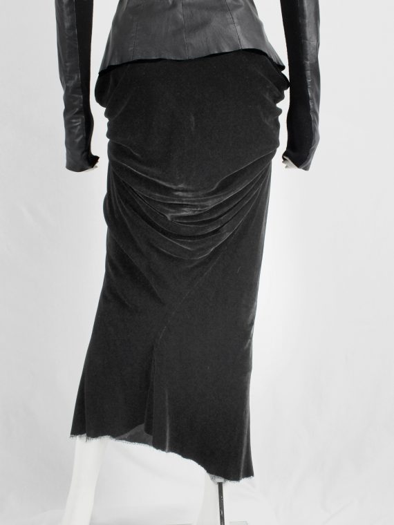 vaniitas vintage Rick Owens MOOG black draped velvet skirt with front tie fall 2005 3855