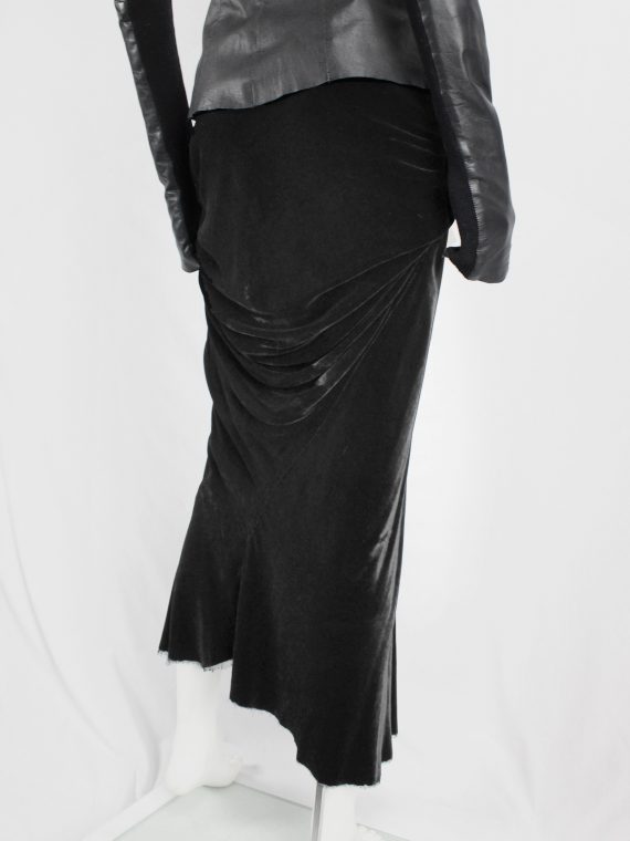 vaniitas vintage Rick Owens MOOG black draped velvet skirt with front tie fall 2005 3861