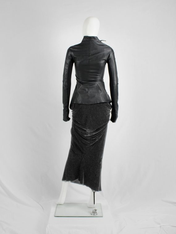 vaniitas vintage Rick Owens MOOG black draped velvet skirt with front tie fall 2005 3880