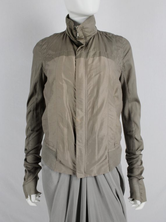 vaniitas vintage Rick Owens beige bomber jacket with moss green pleated back panel 4204