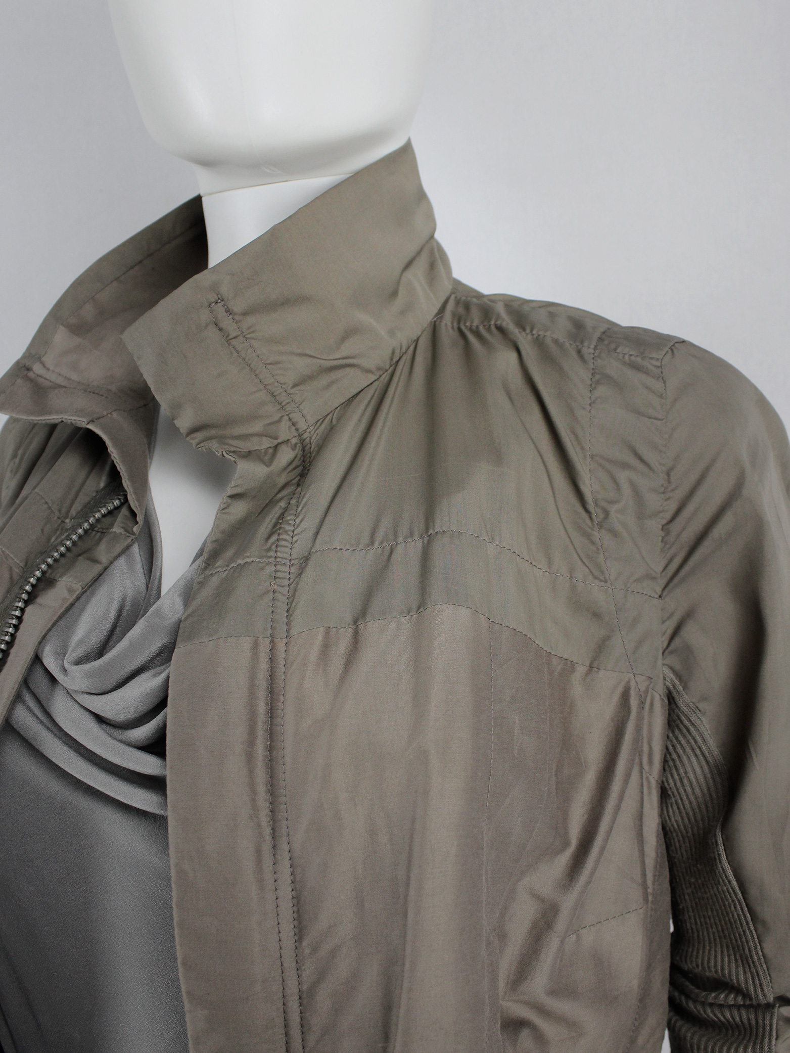 Rick Owens beige bomber jacket with pleated silk back panel - V A N II ...