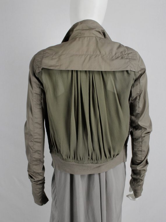 vaniitas vintage Rick Owens beige bomber jacket with moss green pleated back panel 4279