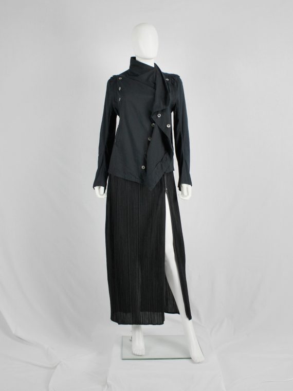 vaniitas vintage Ann Demeulemeester black shirt with standing neckline and a double row of buttons 4942