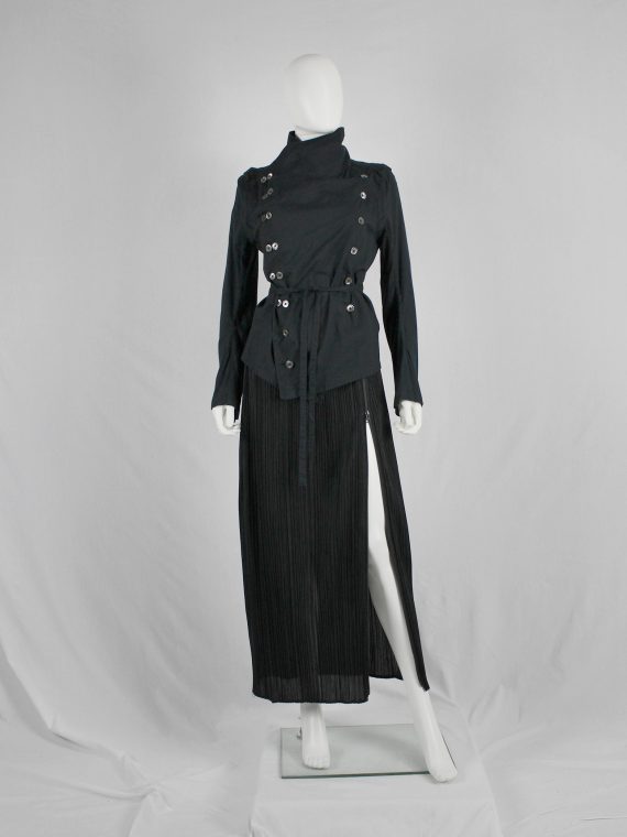 vaniitas vintage Ann Demeulemeester black shirt with standing neckline and a double row of buttons 4991