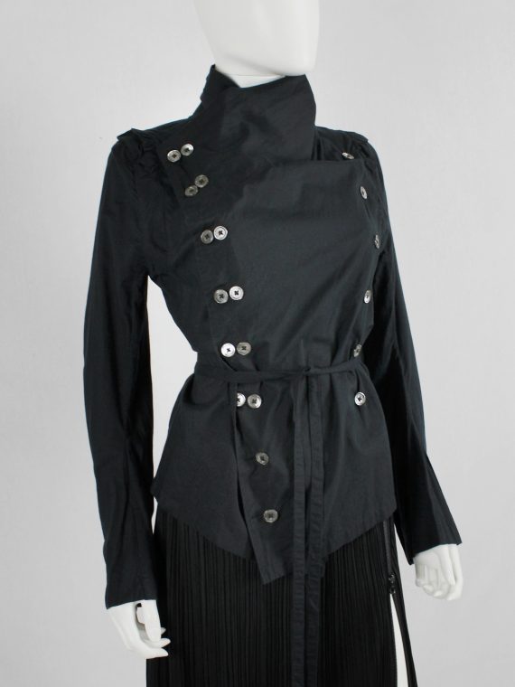 vaniitas vintage Ann Demeulemeester black shirt with standing neckline and a double row of buttons 5002