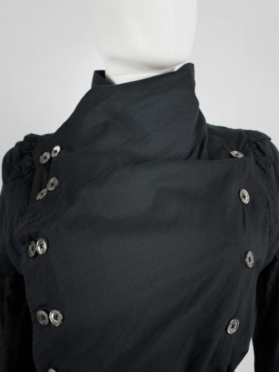 vaniitas vintage Ann Demeulemeester black shirt with standing neckline and a double row of buttons 5009
