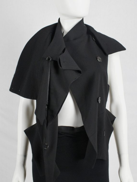 vaniitas vintage Ann Demeulemeester black vest with standing collar and draped panels fall 2012 0001